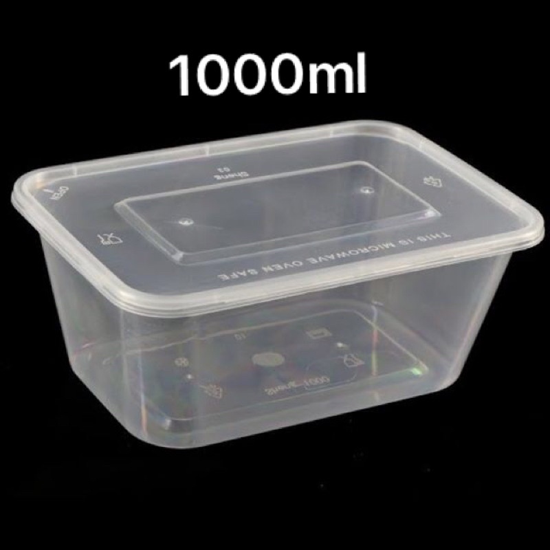 10 Hộp Vuông 1000Ml Có Nắp Dùng 1 Lần (Thể Tích Thực 900Ml)
