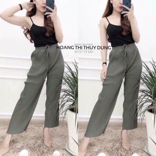 Quần ống rộng xếp ly