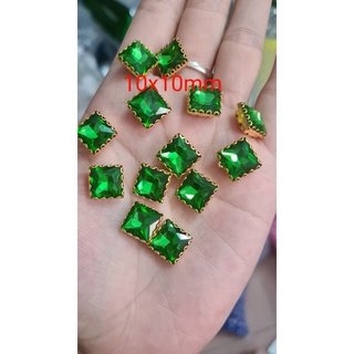 [Ảnh thật]20 Viên Đá kết vuông 10x10mm chấu vàng nhiều màu sắc đẹp