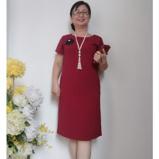 Size M, L, XL, 2XL: Đầm Suông Trung Niên Suông - Vải UMi Trơn Có Giãn - Có 2 Túi
