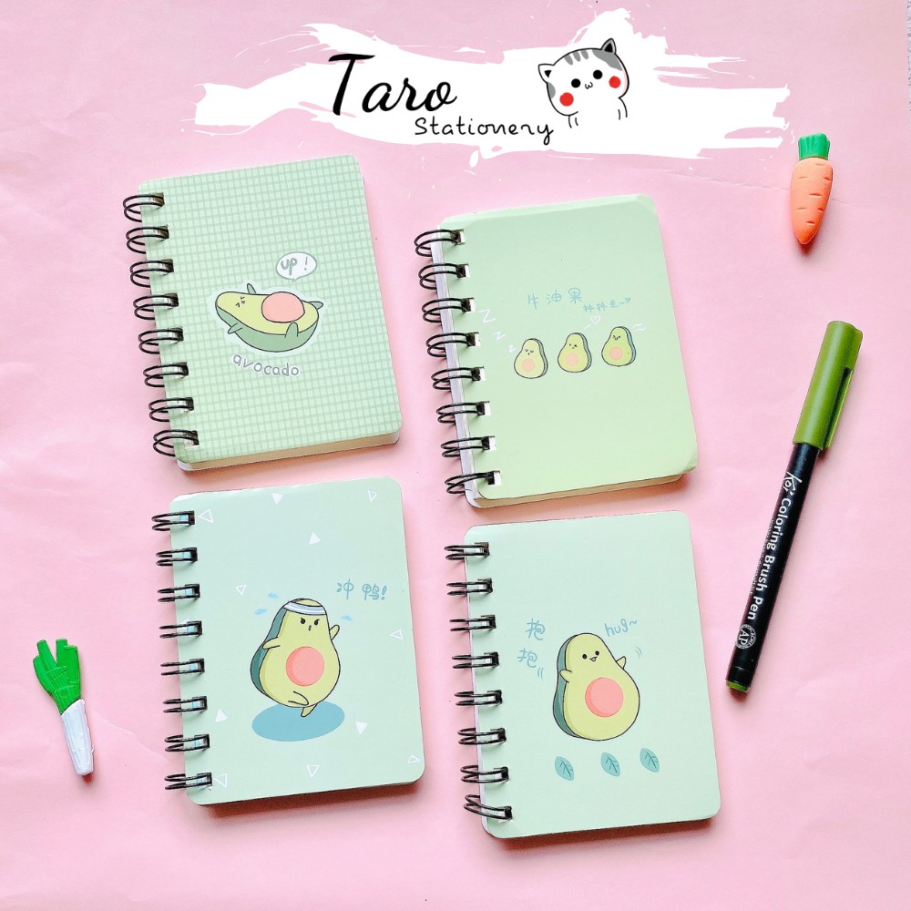 Sổ tay mini gáy lò xo Trái bơ K05 Taro Stationery