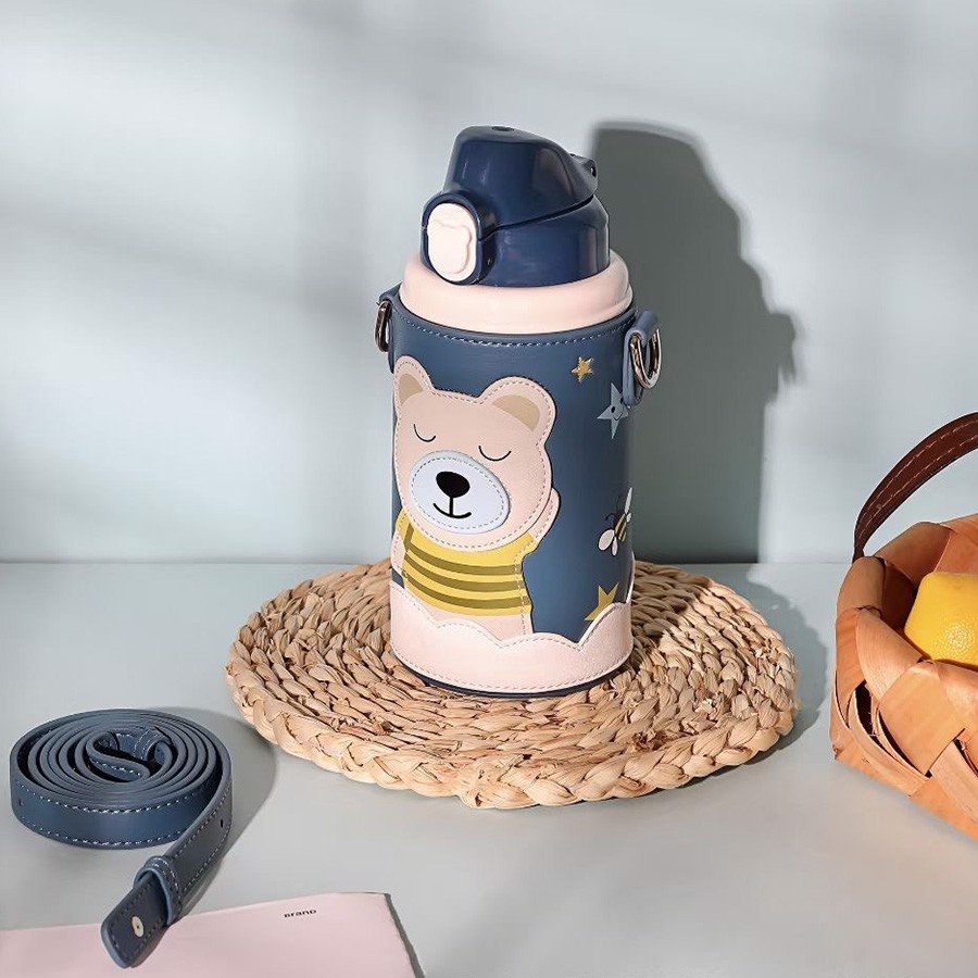 Bình Nước Giữ Nhiệt BeddyBear Cho Bé Từ 2 Tuổi Trở Lên Họa Tiết 3D Gấu Trắng RT105