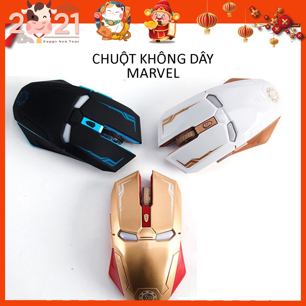 Chuột không dây Marvel chạy pin, phím êm không phát ra tiếng, cực nhạy
