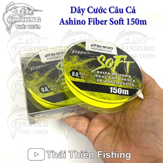 Dây cước câu cá siêu bền ashino fiber soft cuộn dài 150m màu vàng 100% nylon