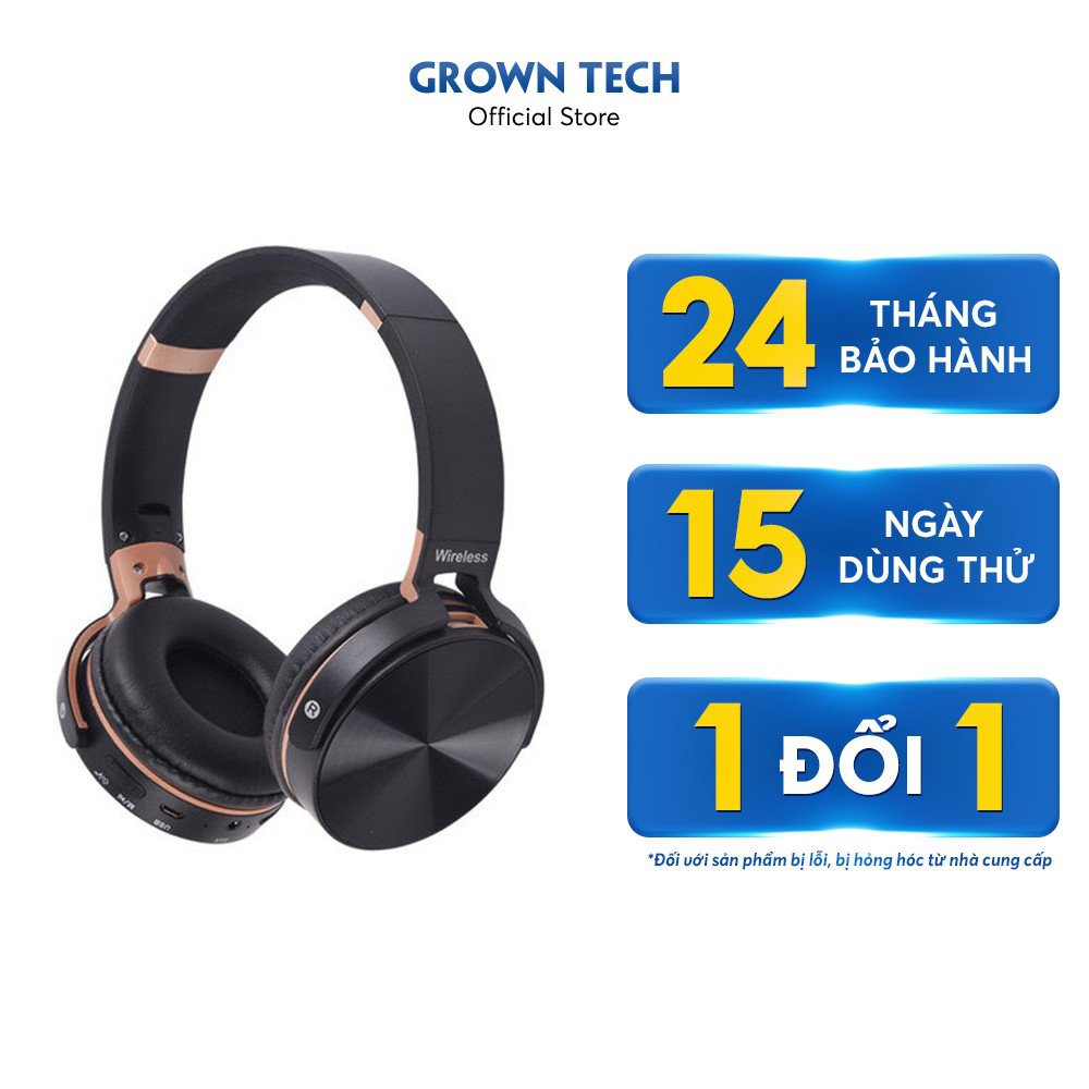 Tai nghe bluetooth chụp tai GROWNTECH - JB950 nghe nhạc không dây bass hỗ trợ cắm thẻ nhớ và cổng 3.5