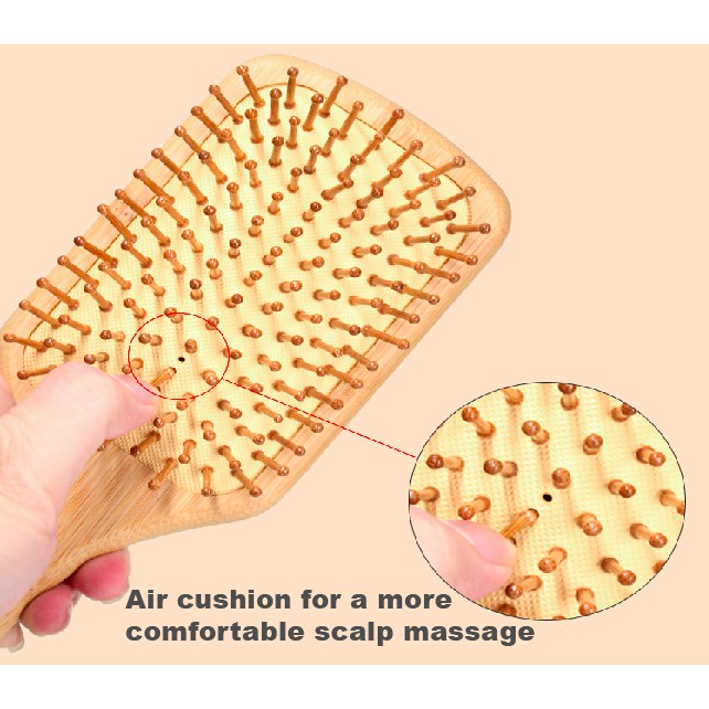 Lược Gỗ Tre Tự Nhiên Mát Xa Da Đầu Chống Tĩnh Điện