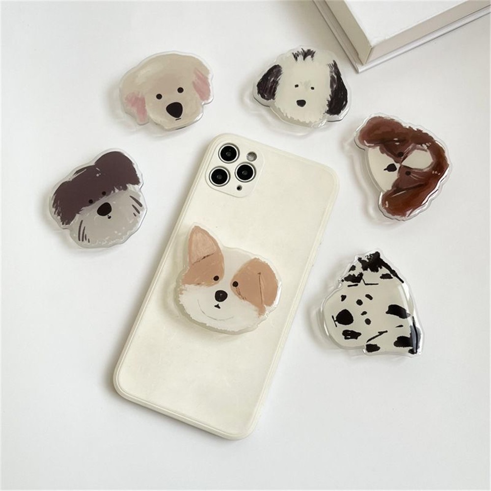 9 Patterns Cartoon Cute Dog Air Bag Mobile Phone Portable Bracket Telescopic Acrylic Phone Holder