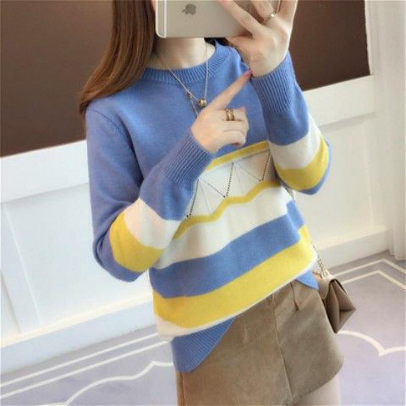 Áo Sweater Cổ Tròn Dáng Rộng Màu Sắc Ngọt Ngào Thời Trang Mùa Thu Cho Nữ