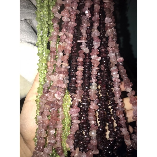 Xâu đá thanh tẩy vụn bóng xỏ lỗ làm HandMade , DIY, thanh tẩy Tarot