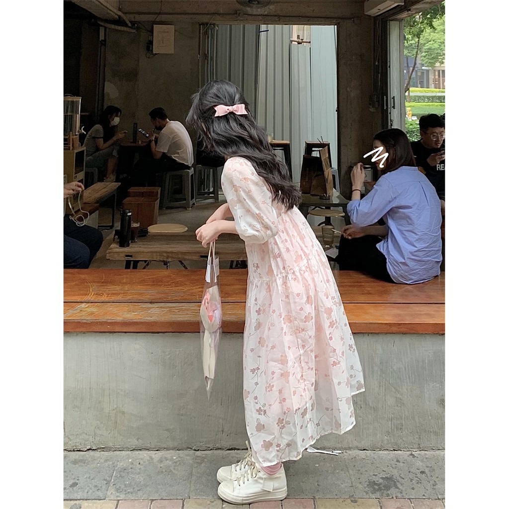 (R360) đầm ulzzang hoạ tiết hoa hồng kiểu Pháp | BigBuy360 - bigbuy360.vn