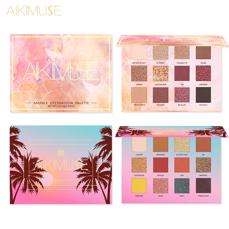 Set 2 bảng phấn trang điểm AIKIMUSE 12 màu lấp lánh