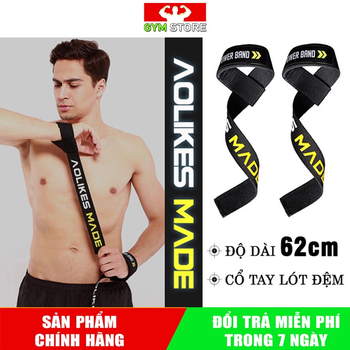 Dây Kéo Lưng Tập Gym Aolikes Lifting Straps hỗ trợ Deadlift, kéo tạ, lên xà (1 Đôi)