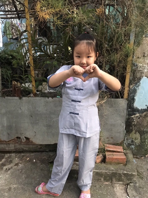 Set bộ bé gái đi chùa từ 12-20 kg, # đồ lam đi chùa, # quần áo phật tử