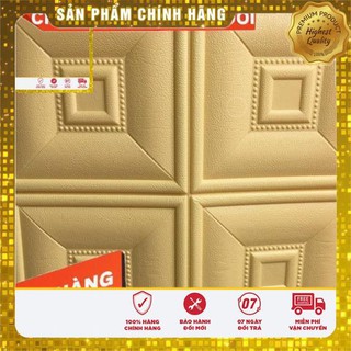 Bộ 10 Tấm Xốp Dán Tường Giả Da Ô Vuông Màu Vàng,Da Vàng, Da P3 Vàng