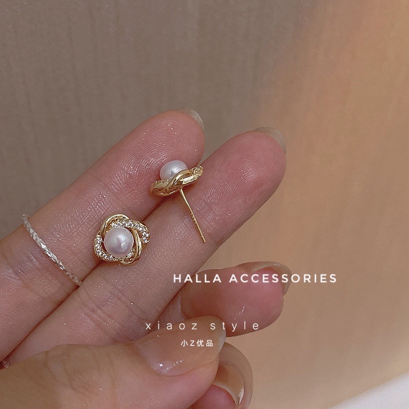 Khuyên tai chuôi bạc S925 đính ngọc cao cấp HALLA BT137 BT138