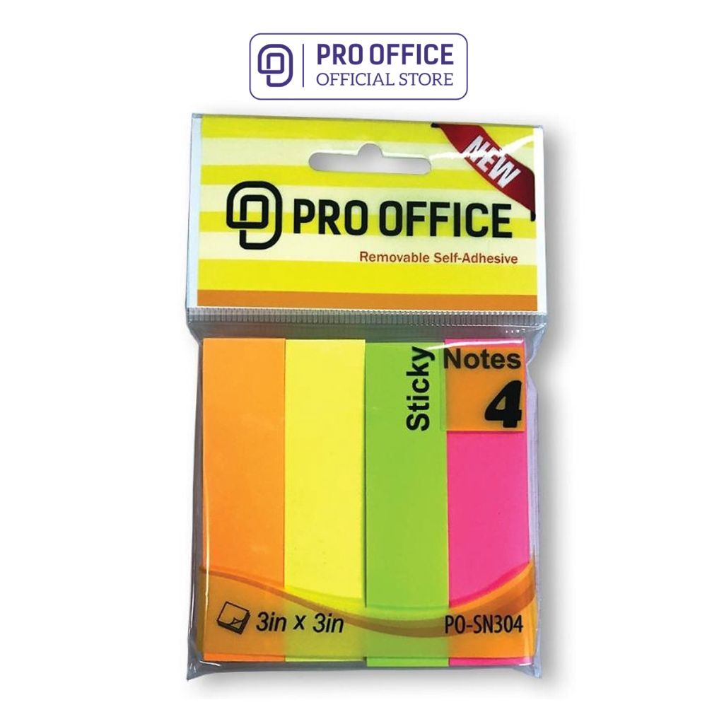Giấy Ghi Chú Màu Neon Nhỏ PRO OFFICE Bắt Mực Tốt, Nhanh Khô SN205/304/305