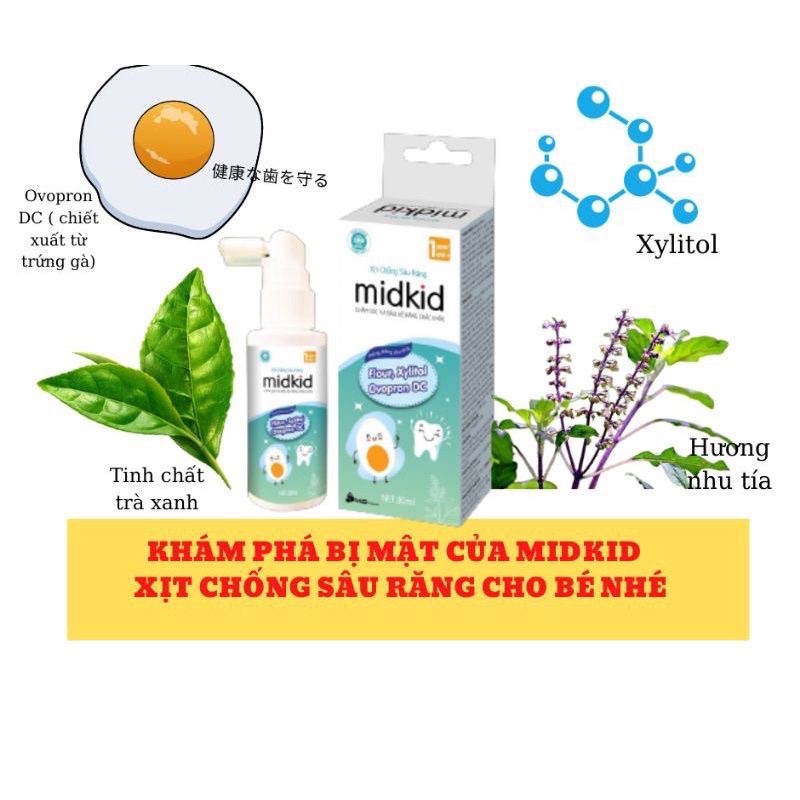 [BECU50 Giảm 50K] Xịt Chống Sâu Răng Cho Bé MIDKID - Cho Bé Hàm Răng Chắc Khỏe