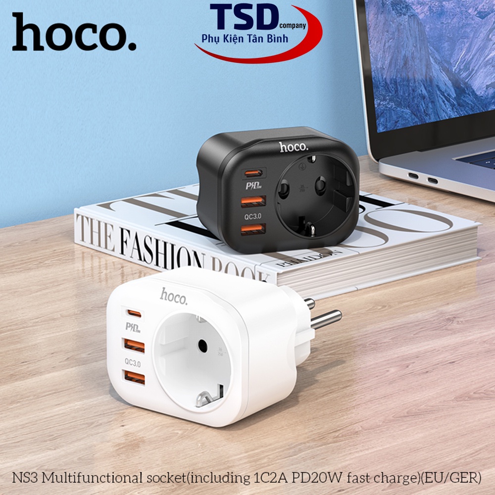 Củ Sạc Nhanh Kiêm Ổ Cắm Thông Minh Hoco NS3 Chính Hãng ( PD 20W / QC3.0 / 4000W )
