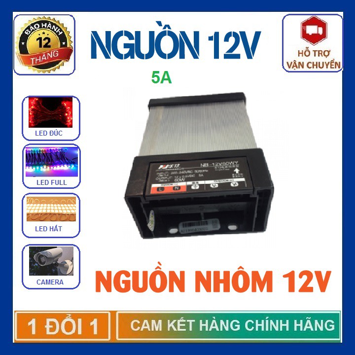 Nguồn nhôm 12V 5A ngoài trời - Nguồn led 12V