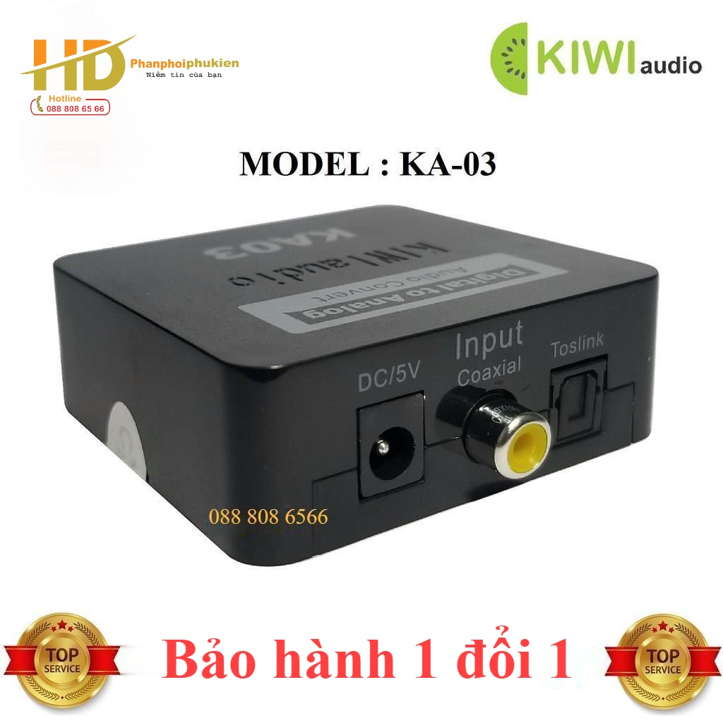 Bộ chuyển đổi âm thanh, Bộ chuyển đổi quang học DIGITAL TO ANALOG (L/R) KA-02 - Bảo hành 1 đổi 1 - Hàng Loại tốt