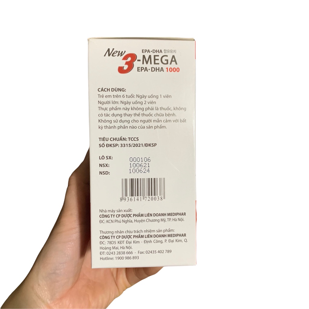 Viên dầu cá Alaska omega 3 NEW 3- MEGA Lọ 100 viên