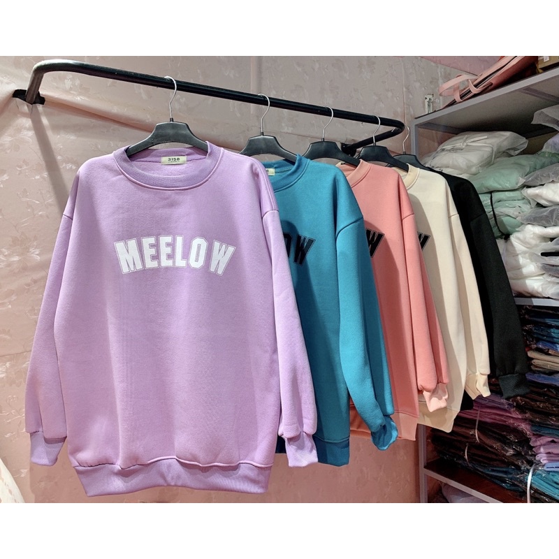 Áo Sweater nỉ trần bông in chữ MEE dáng thụng (KÈM ẢNH THẬT)