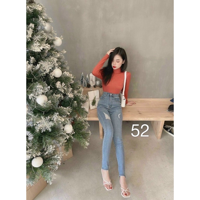Quần jeans ôm body lưng siêu cao, quần bò nữ