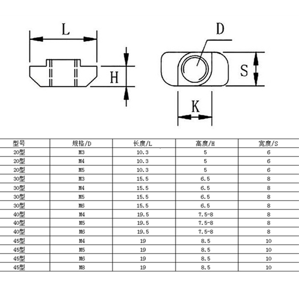 Set 10 / 50 đai ốc chữ T seri 20 / 30 / 40 / 45 M3-M8 dùng siết thanh nhôm