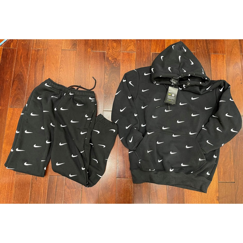 Đồ Bộ Swoosh Đen Siêu Dày Ấm, Nặng 1,8kg/ bộ so với mẫu cũ  - Bape Phếch