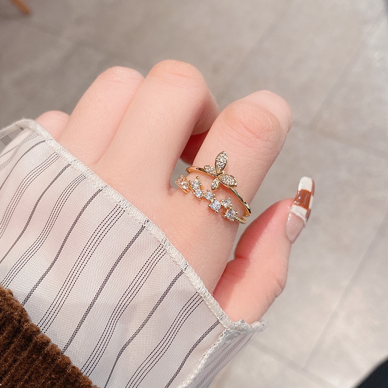 Nhẫn Hình Bướm 3D Đính Đá Thời Trang Sang Trọng Dành Cho Nữ