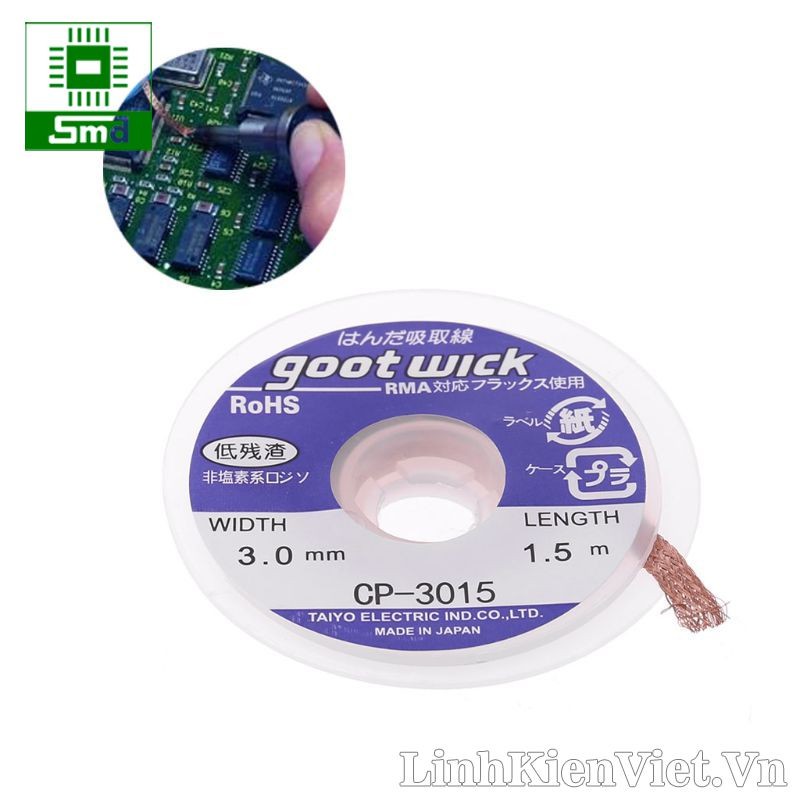 Dây hút thiếc Goot Wick 3mm - 1.5M
