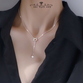 Dây chuyền bạc nữ,vòng cổ bạc, thiết kế mặt ngôi sao đính đá lấp lánh -Bạc Ngọc Anh