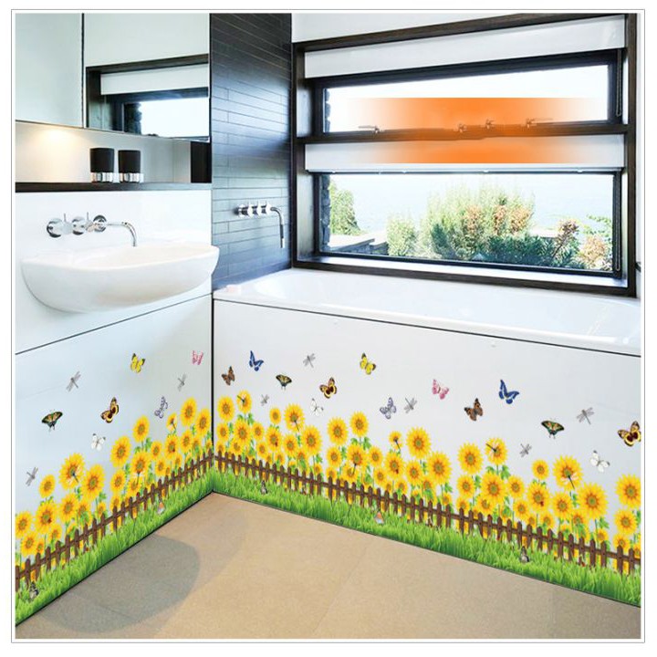 Decal dán tường Chân tường hướng dương 2 - PVC vinyl - DCT034