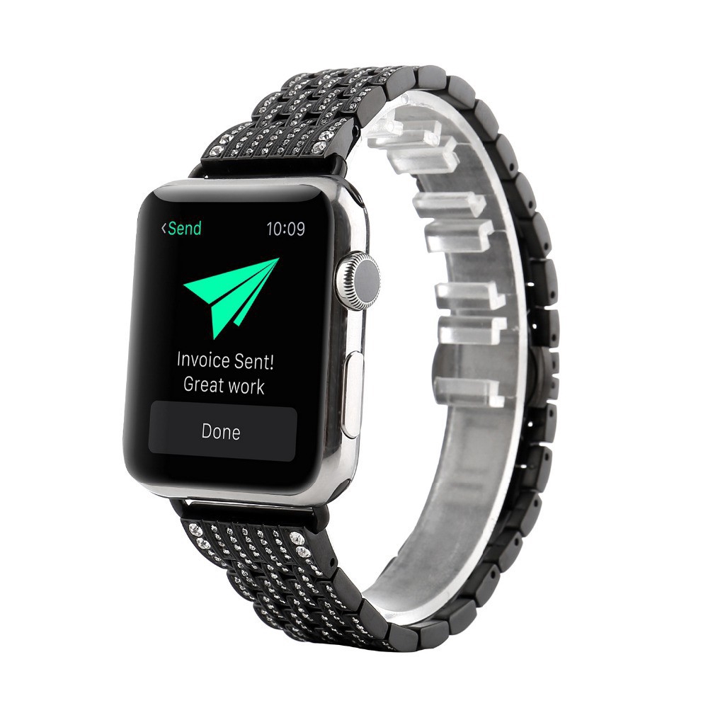 Dây đeo inox đính đá cho đồng hồ thông minh for Apple Watch Ultla Series 1 2 3 4 5 SE 6 7 8 38mm 42mm 40mm 44mm 41mm 45mm 49mm