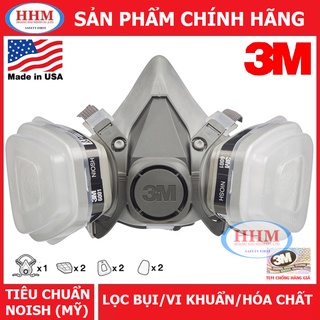 Bộ mặt nạ phòng độc 3M 6100 và 2 phin lọc bụi 3M 6001 - có nắp và tấm lọc