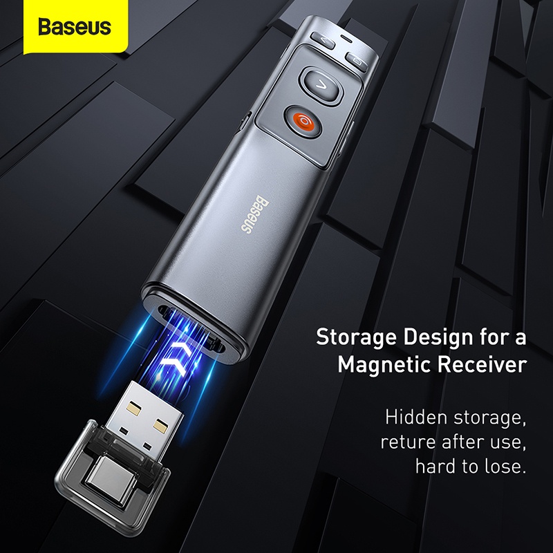 Bút Thuyết Trình Điều Khiển Từ Xa Baseus 2.4GHz Type-C Kết Nối Bluetooth Cổng Sạc USB