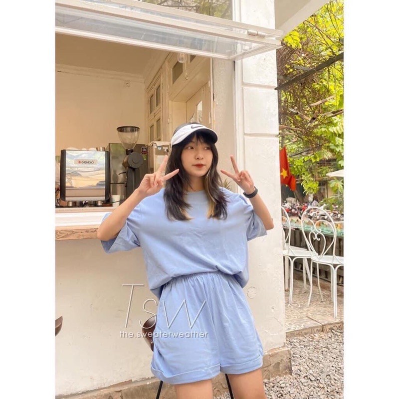 [GIÁ HUỶ DIỆT] Set Đồ Bộ Thể Thao Đùi Trơn Phong Cách Ulzzang Unisex, Free Size Chất Coton Ko Phai