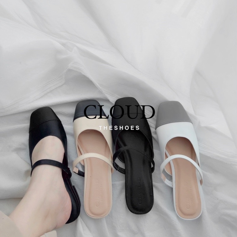 Giày bệt sục bít mũi vuông phối quai mảnh – Cloud The Shoes