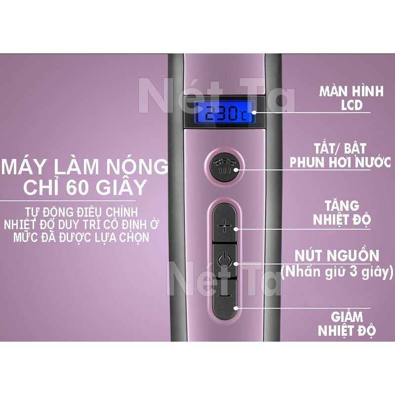 Lược điện chải thẳng tóc Kemei KM-HC111 điều chỉnh nhiệt độ cao cấp phun hơi nước nano chuyên nghiệp