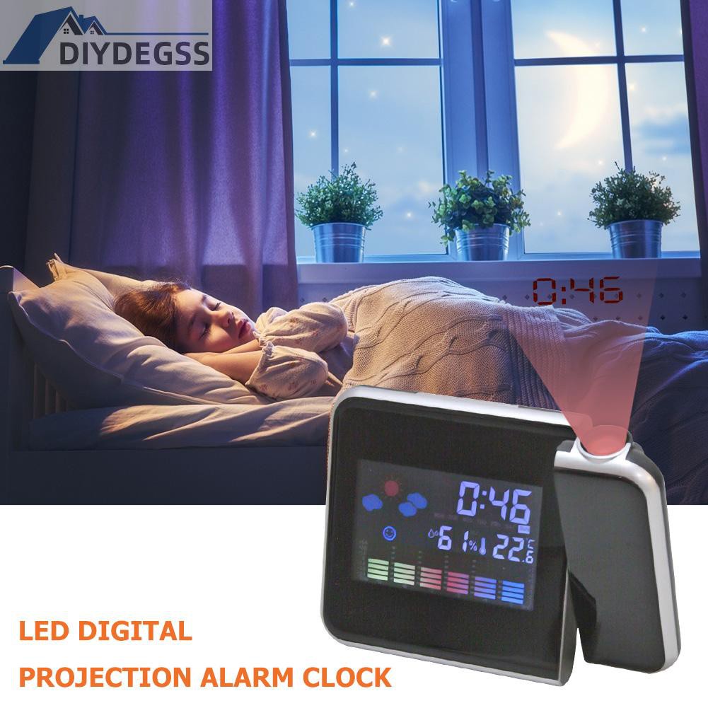 Diydegss2 LED Display Digital Projection Clock Thermometer Hygrometer Desk Calendar