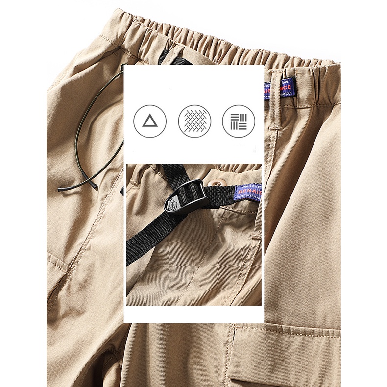 Quần short túi lớn mặc 4 mùa , Chất Cotton100% cao cấp quần đùi ống rộng unisex phối túi phong cách cá tính