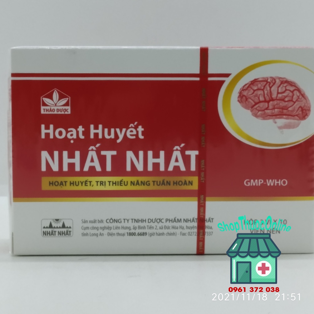 Hoạt Huyết NHẤT NHẤT hộp 3 vỉ x 10 viên