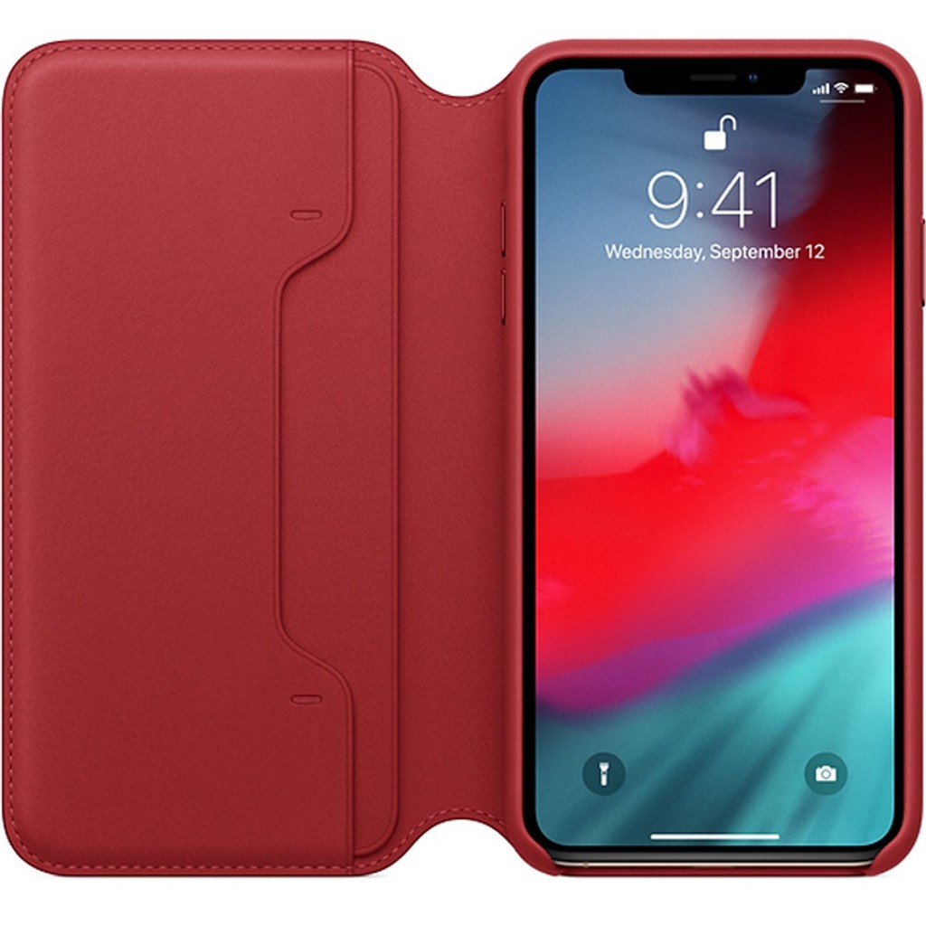 Bao da Leather Folio Apple dành cho iPhone X / Xs có ngăn đựng thẻ tự động tắt mở màn hình - hàng chính hãng