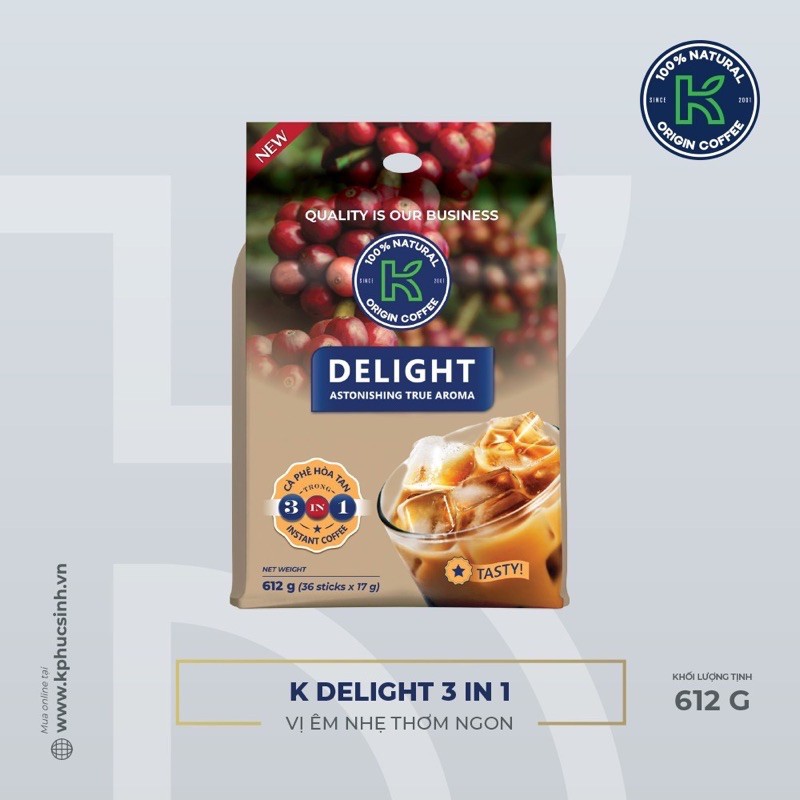 Cà Phê Hoà Tan Delight 3in1 ( 612g *36g )