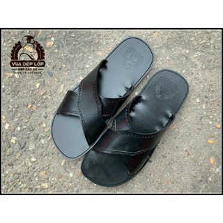 Dép cao su nam 2 quai chéo bản to làm thủ công từ lốp ô tô thương hiệu Vua dép lốp