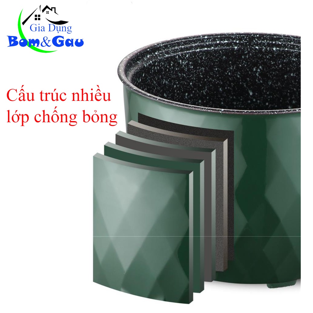 Bếp lẩu mini đa năng chống dính cao cấp kèm khay hấp, nồi hấp mini dung tích 1,8L, có tay cầm tiện dụng