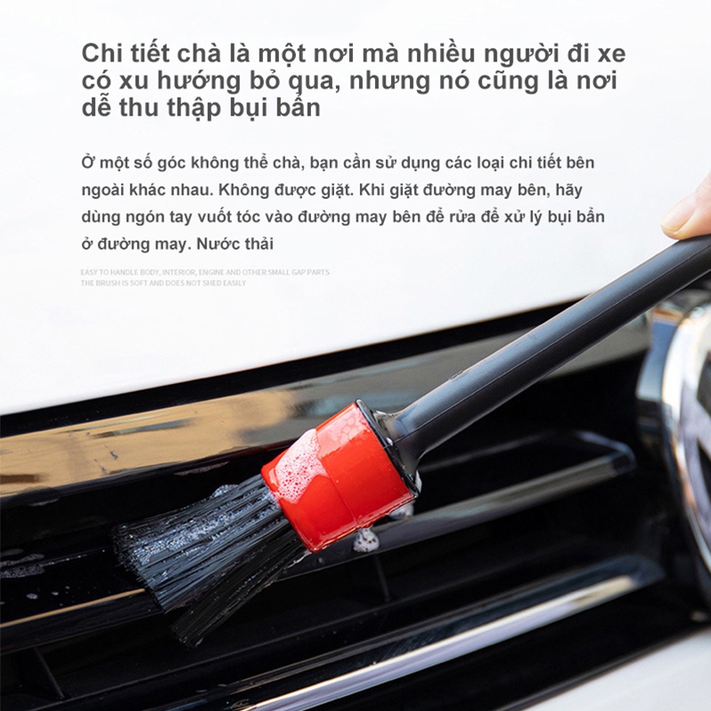 Bộ 5 Chổi Cọ Vệ Sinh Xe Ô Tô Đa Năng - Cọ Rửa Khoang Máy, Mân Xe, Nội Thất-