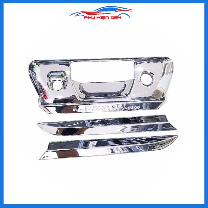 Ốp tay mở cốp Navara 2015-2016-2017-2018-2019-2020-2021 ha màu đen mạ crom trang trí xe chống va đập hiệu quả