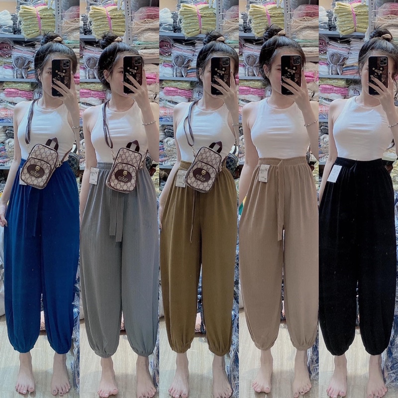 Quần bom dáng thụng ,ống rộng ,bo chân