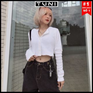 Áo Croptop Tay Dài Nút Body / Áo Croptop Yan Cổ Tròn Tay Dài Nữ Tuyết's House C1-1
